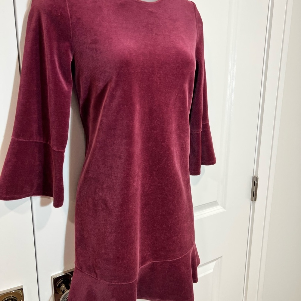 Garnet Hill Burgundy Velvet Dress Girls Size 14 Organic Dress - Picture 3 of 6